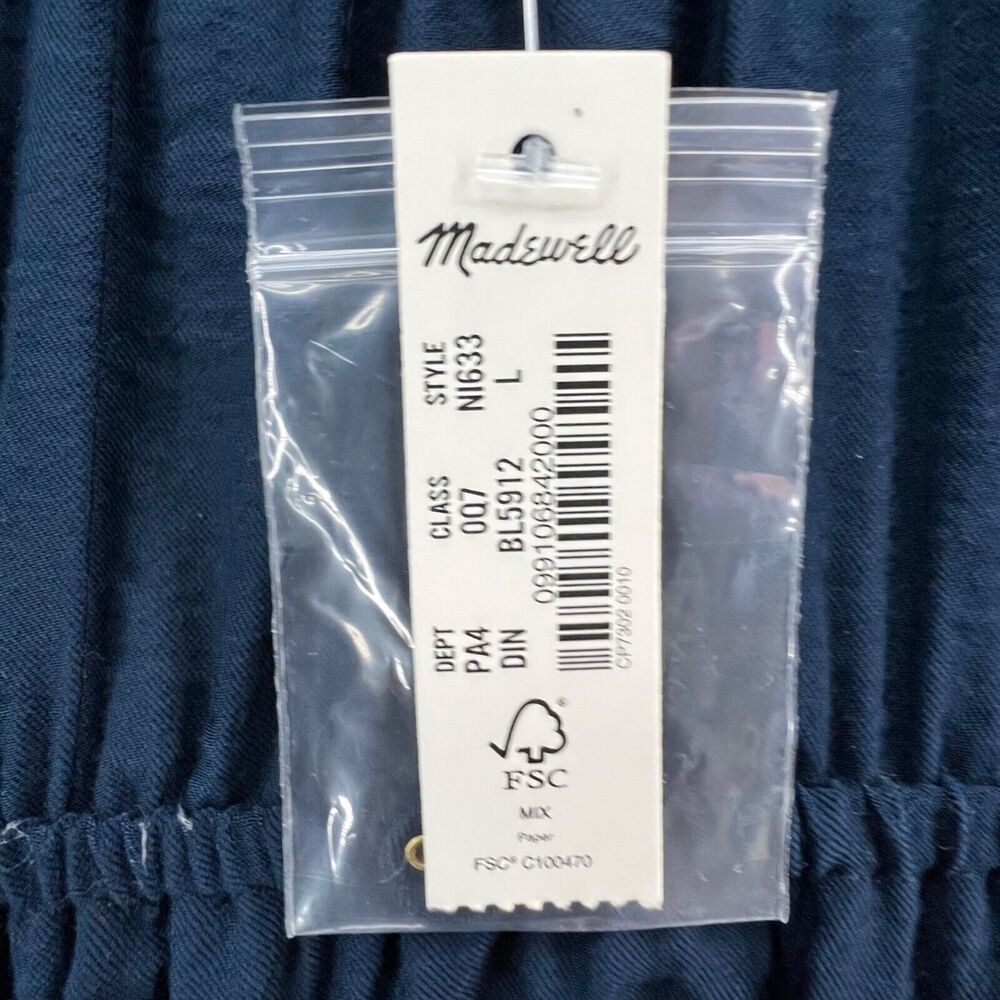 Madewell Sophia Open Back Mini Dress L Blue Fit Flare Shirred Soft Twill Boho - Picture 10 of 14